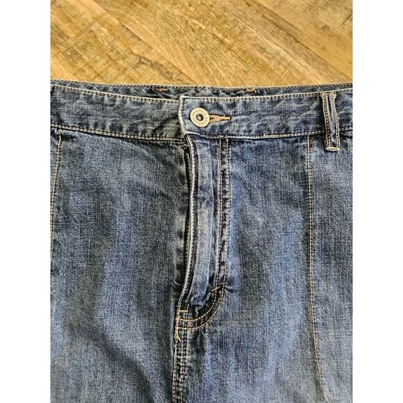 Eddie Bauer Dark Blue Denim Flat Front Zipper Mini Skirt Size 16 Outdoors Boho - Picture 3 of 10